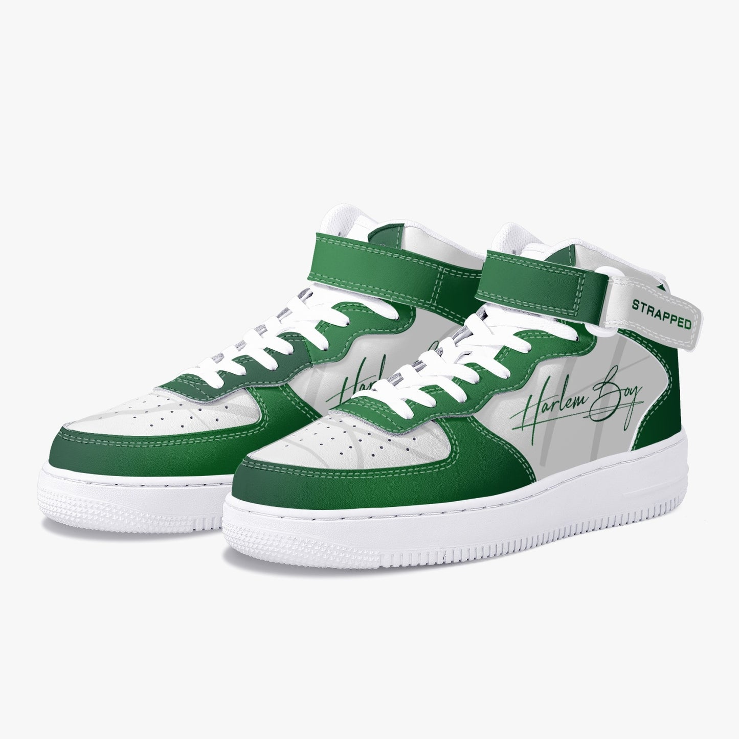 Harlem Boy "Strapped" Leather Hi Top Kicks - Emerald