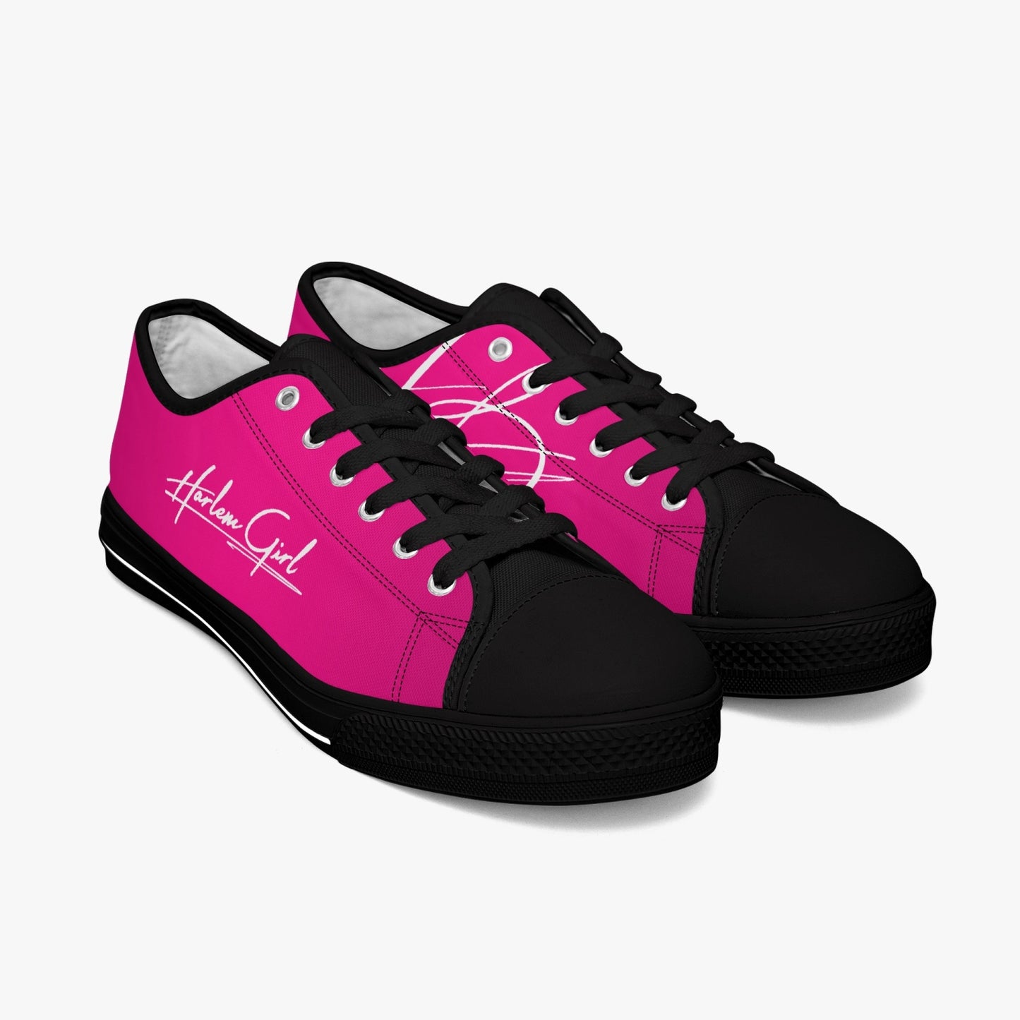 Harlem Girl "Coolee High" Womens Low-Top Canvas Sneaks - Fuchsia