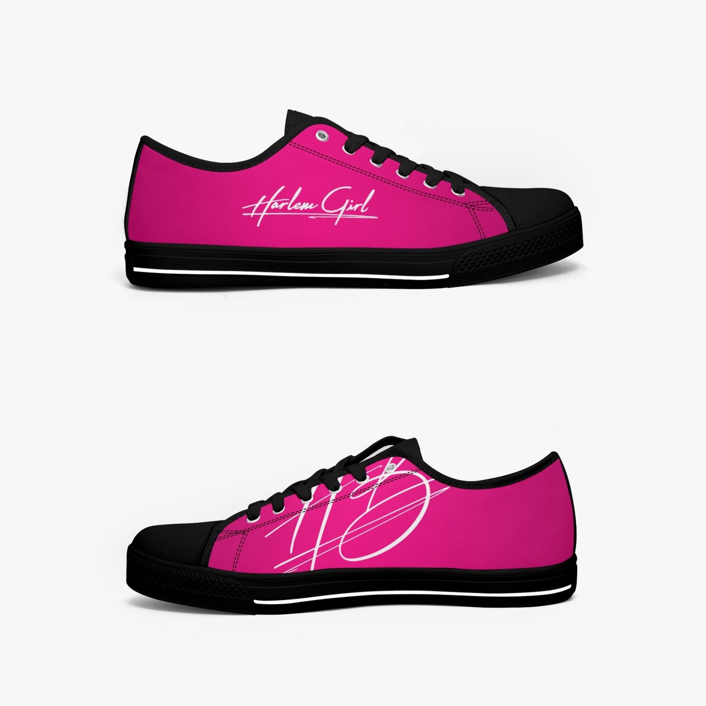 Harlem Girl "Coolee High" Womens Low-Top Canvas Sneaks - Fuchsia