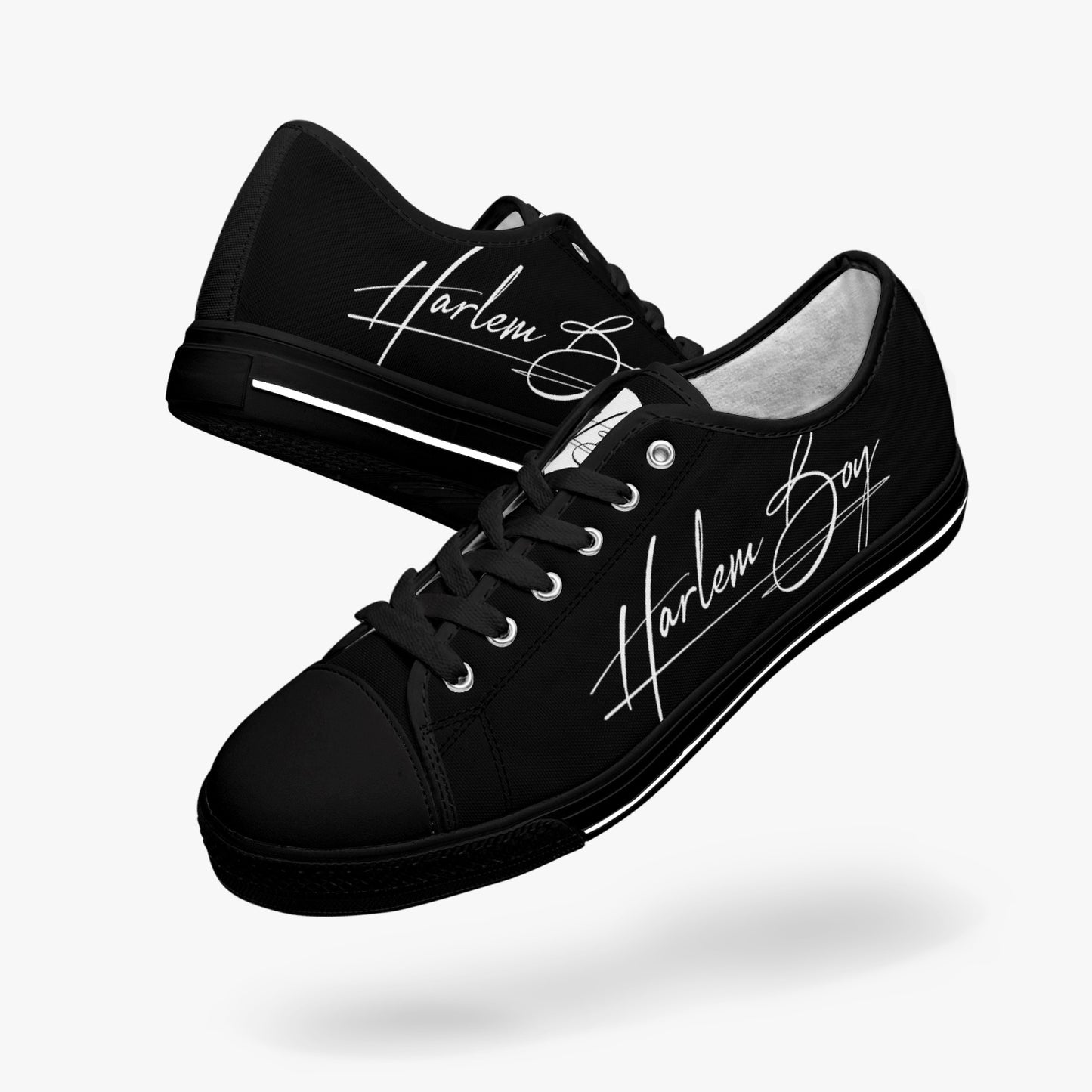 HB Harlem Boy "Lenox Ave" Classic Low Tops - Onyx - Men (Black or White Sole)