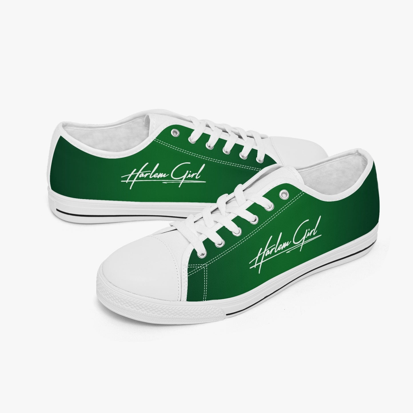 Harlem Girl "Coolee High" Womens Low-Top Canvas Sneaks - Emerald
