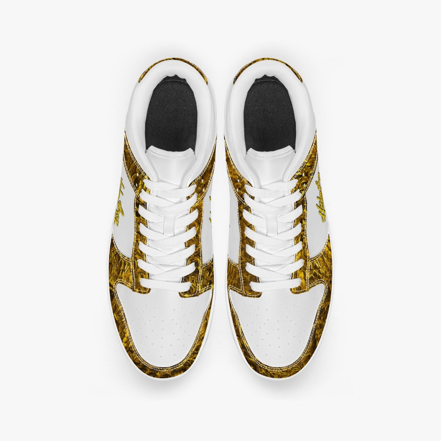 Harlem Boy Collection - Dunks - Low Top Men - Crocodile Print Gold