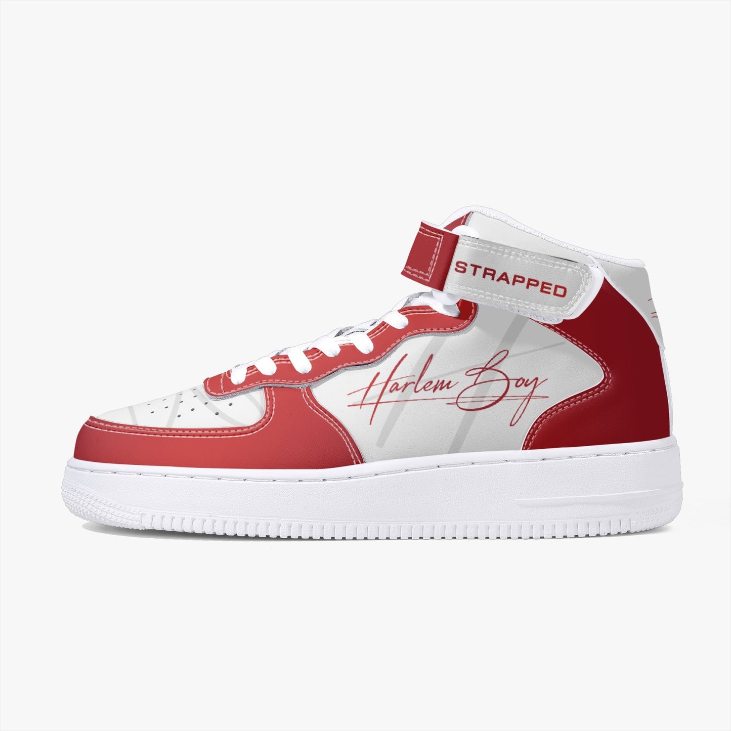 Harlem Boy "Strapped" Leather Hi Top Kicks - Ruby