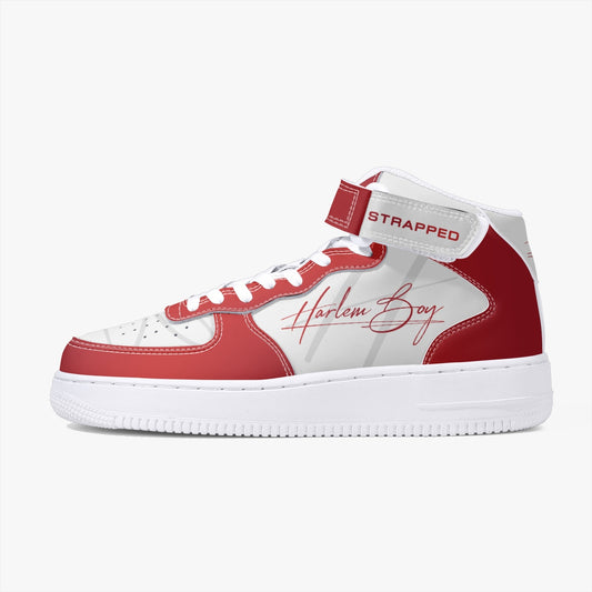 Harlem Boy "Strapped" Leather Hi Top Kicks - Ruby
