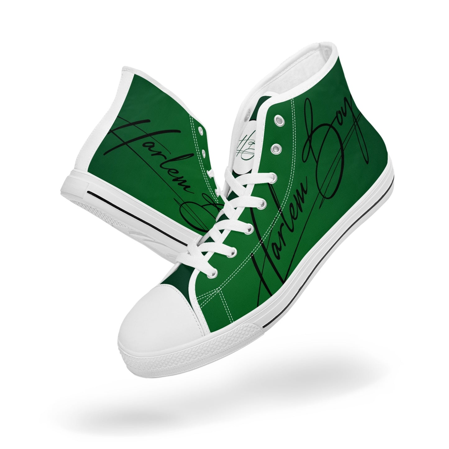 Harlem Boy "Lenox Ave" Unisex Classic High Tops - Emerald (Black or White Sole)