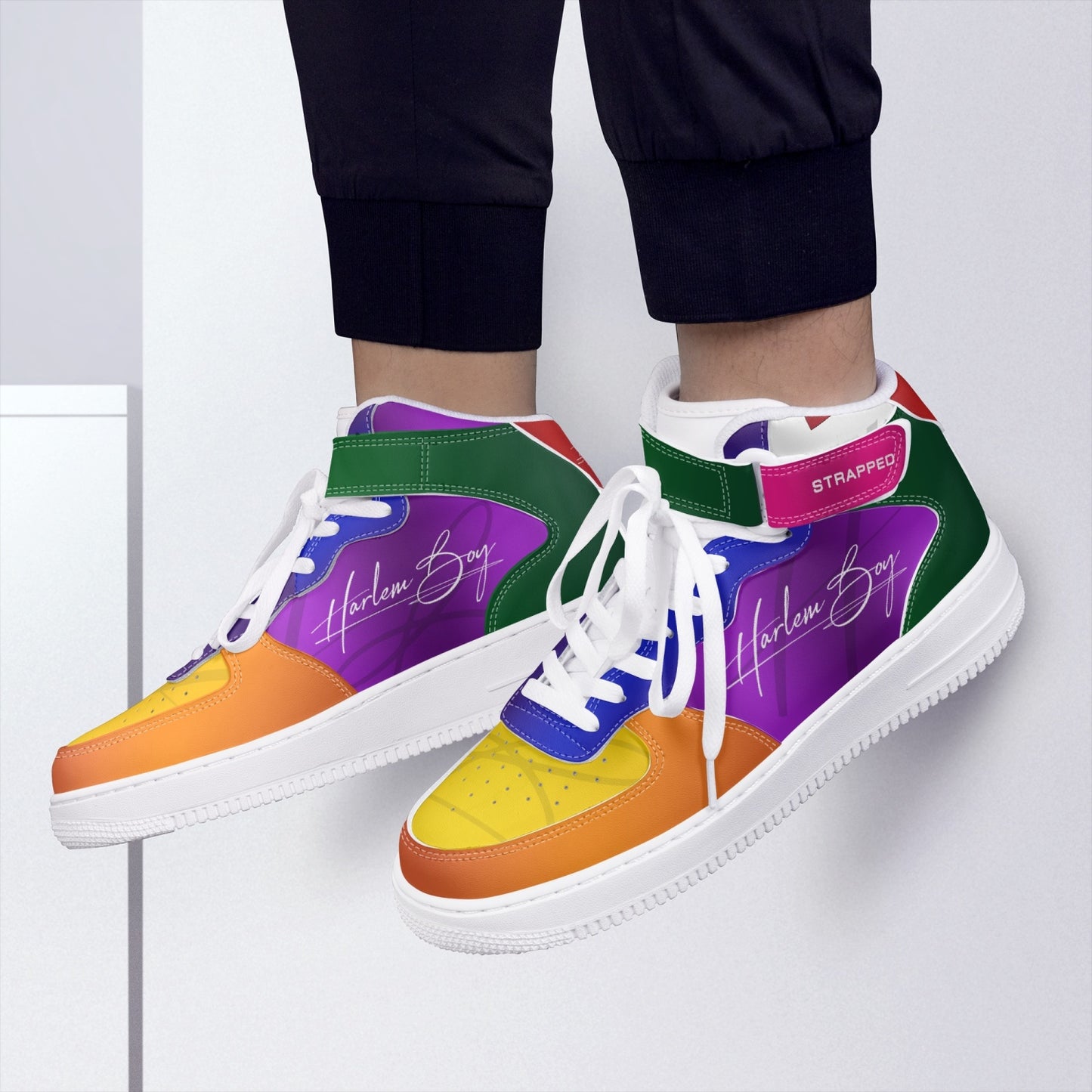 Harlem Boy "Strapped" Leather Hi Top Kicks - Color Block Edition