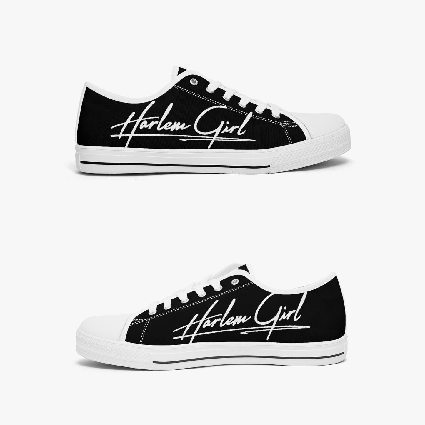 HB Harlem Girl "Lenox Ave" Classic Low Tops - Onyx - Women (Black or White Sole)