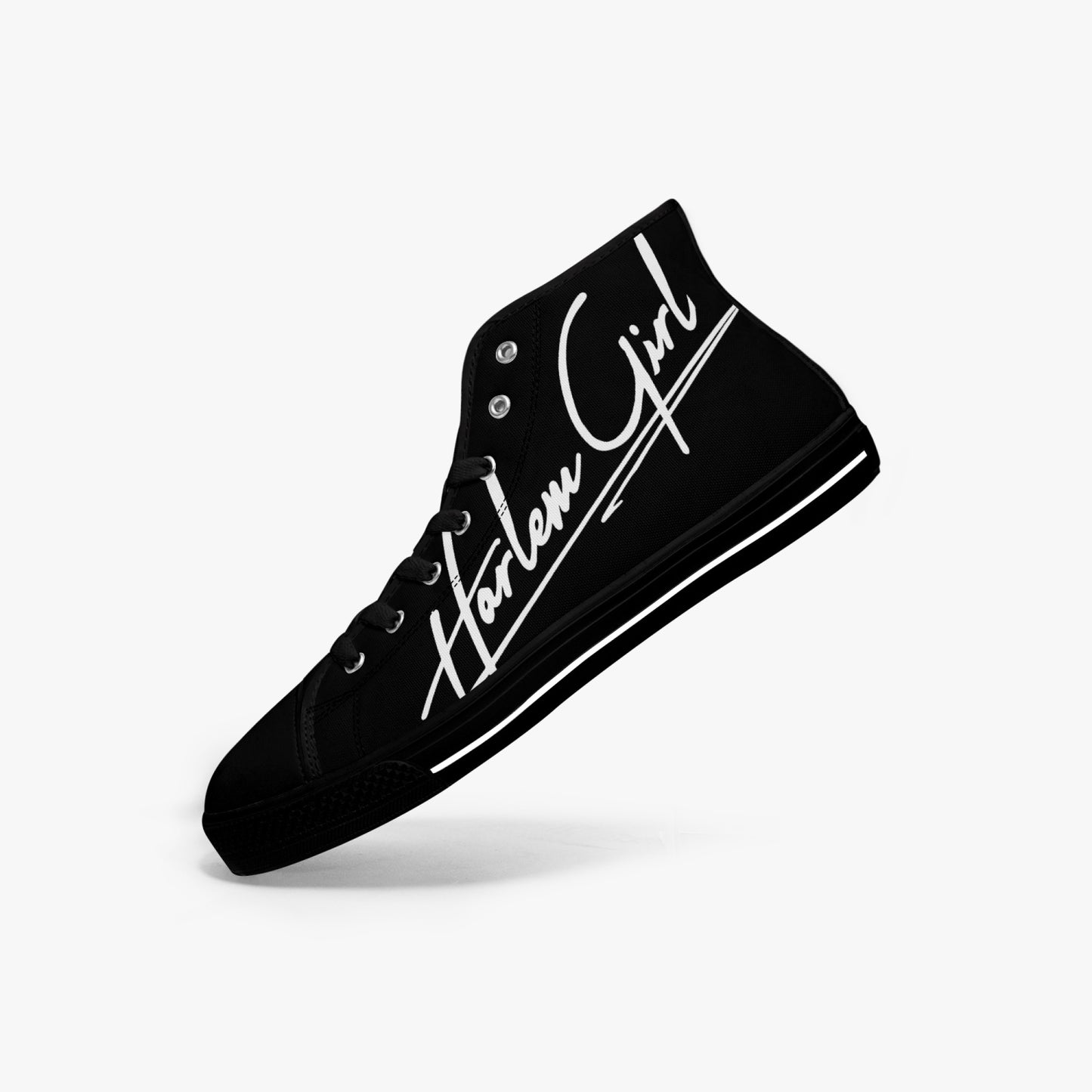 HB Harlem Girl "Lenox Ave" Classic High Top - Onyx - Women (Black or White Soles)