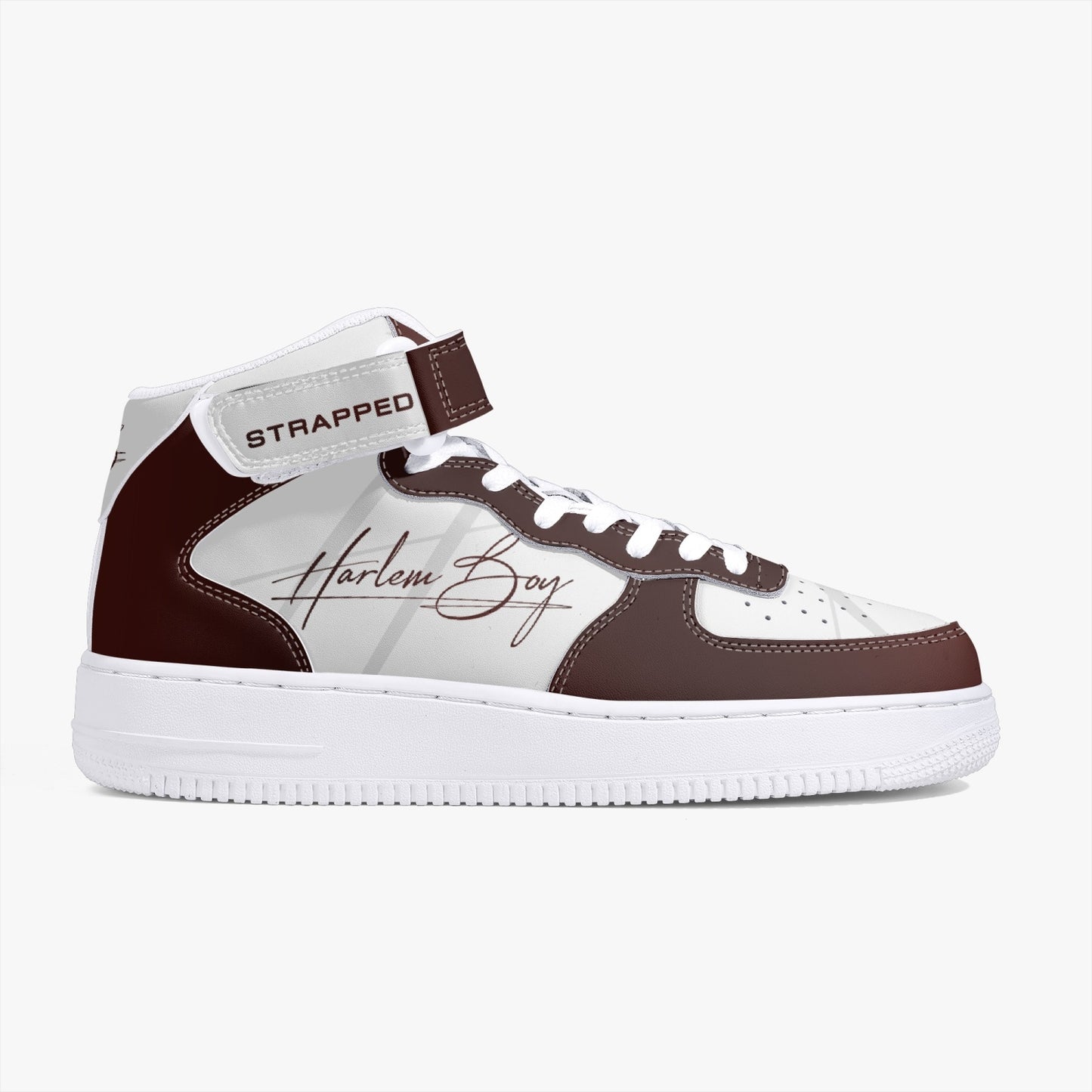 Harlem Boy "Strapped" Leather Hi Top Kicks - Burnished Mahogany