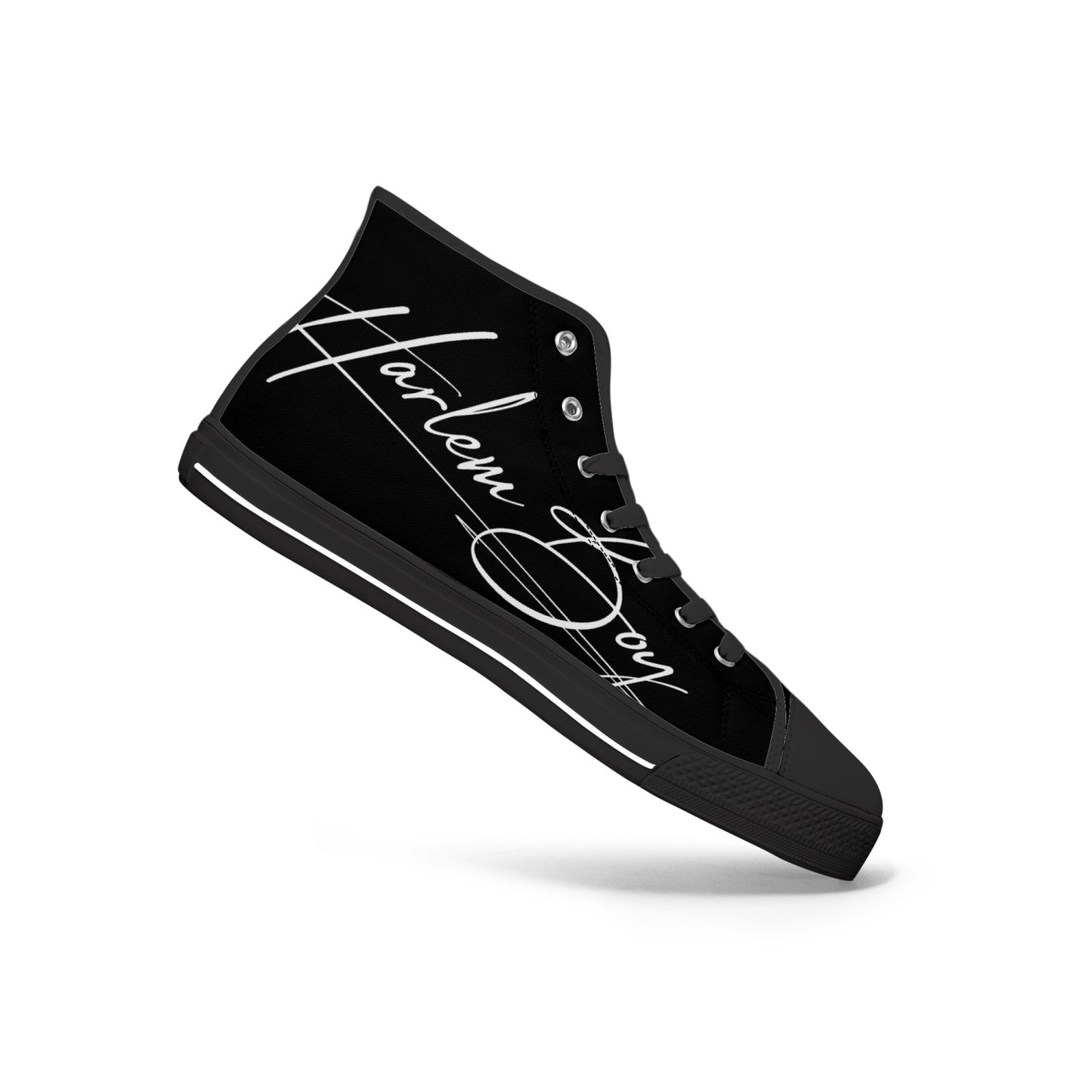 Harlem Boy "Lenox Ave" Unisex Classic High Tops - Onyx (Black or White Sole)