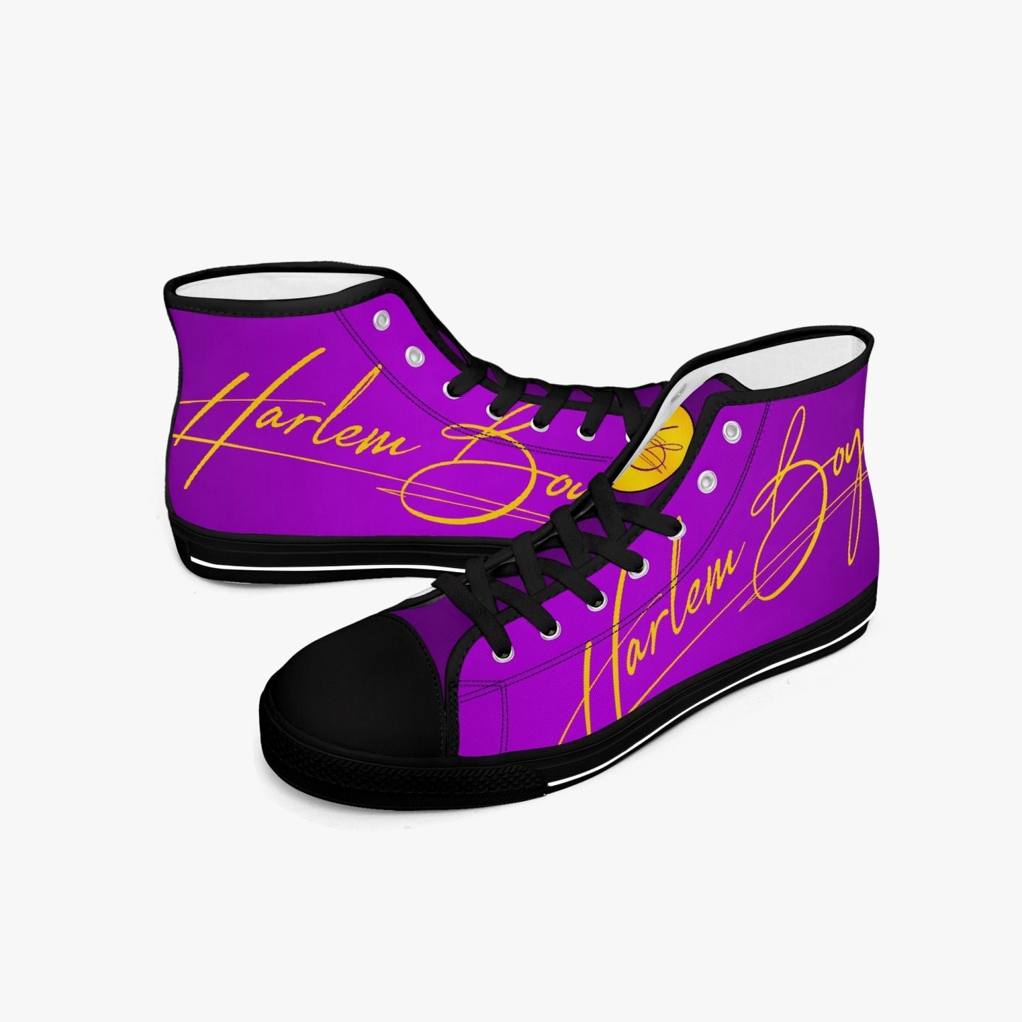 HB Harlem Boy "Lenox Ave" Classic High Top - Purple and Gold - Men (Black or White Soles)