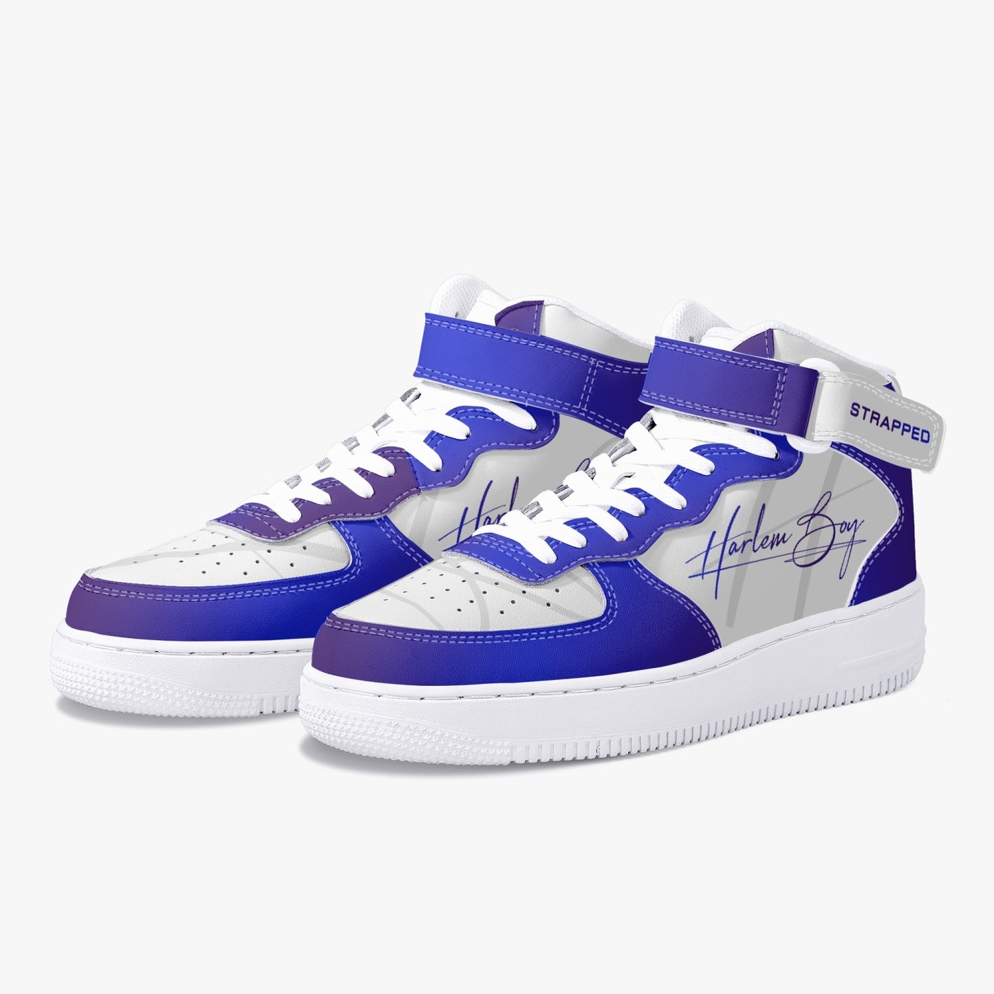 Harlem Boy "Strapped" Leather Hi Top Kicks - Sapphire
