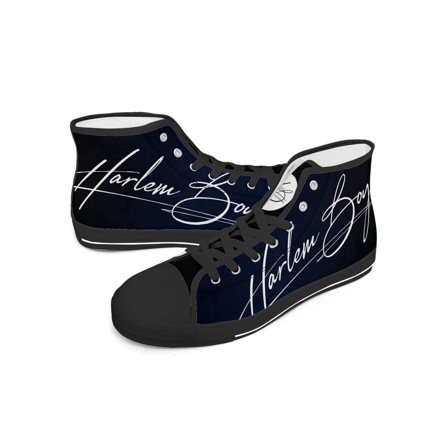 Harlem Boy "Lenox Ave" Unisex Classic High Tops - BluBlac Onyx (Black or White Sole)