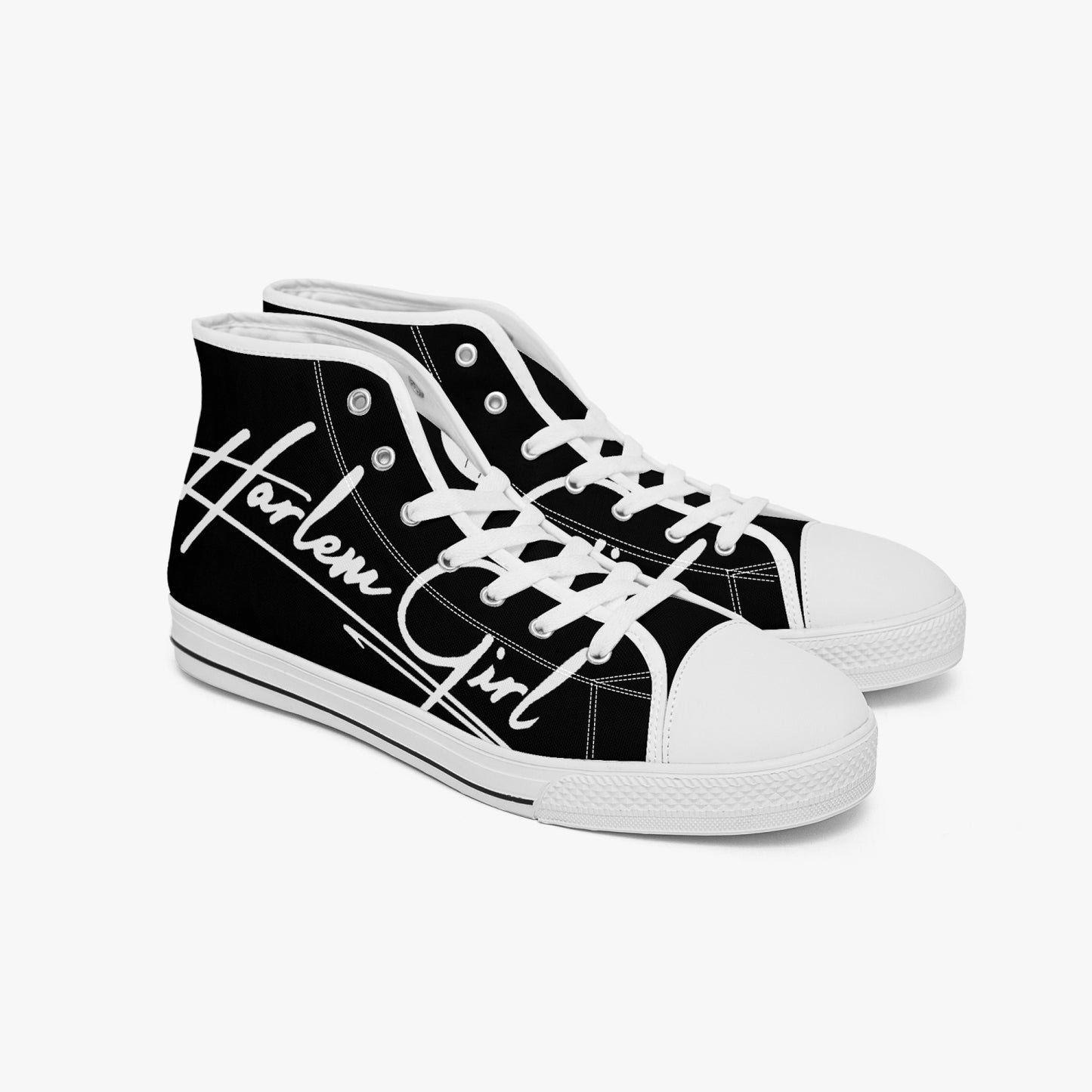 HB Harlem Girl "Lenox Ave" Classic High Top - Onyx - Women (Black or White Soles)