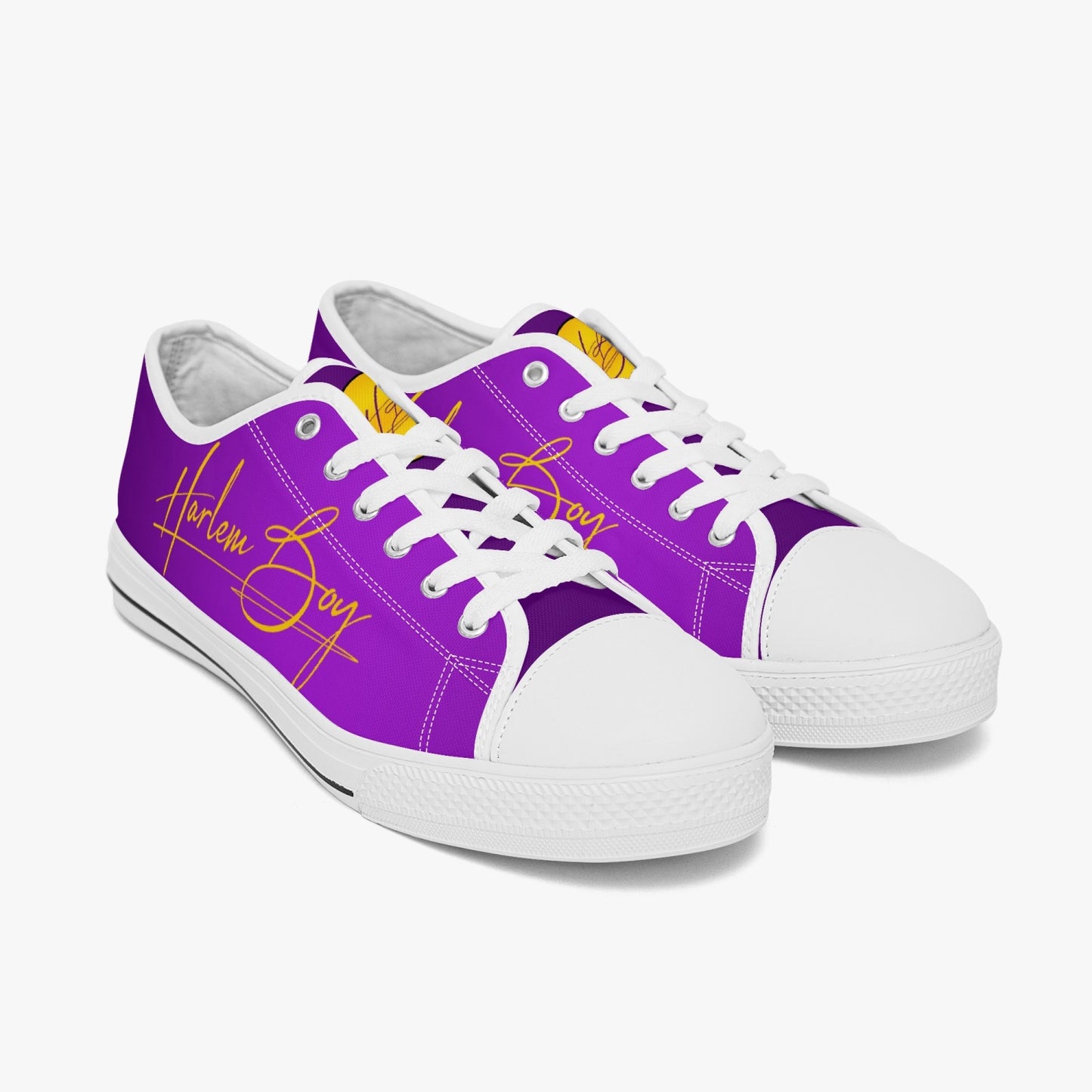 HB Harlem Boy "Lenox Ave" Classic Low Tops - Purple and Gold - Men (Black or White Sole)