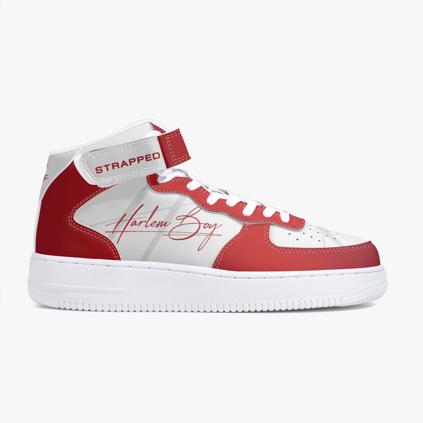 Harlem Boy "Strapped" Leather Hi Top Kicks - Ruby