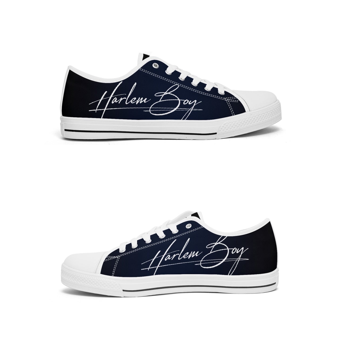 Harlem Boy "Lenox Ave" Unisex Classic Low Tops - BluBlac Onyx (Black or White Sole)