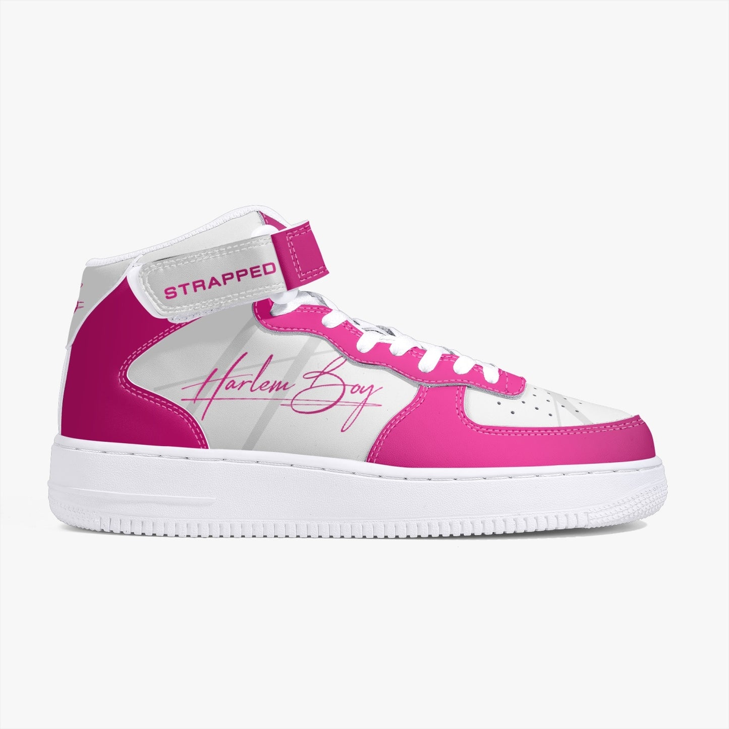 Harlem Boy "Strapped" Leather Hi Top Kicks - Fuchsia