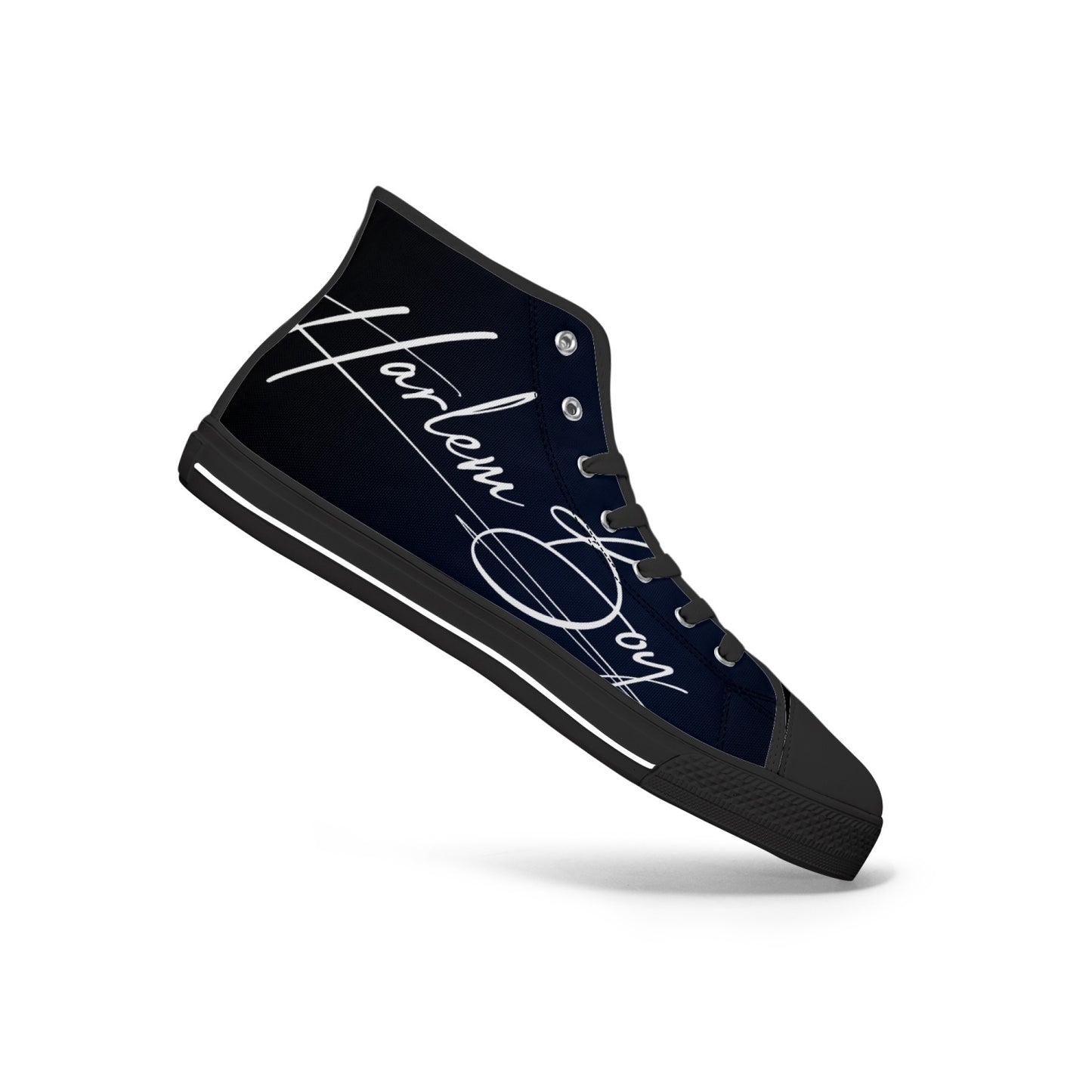 Harlem Boy "Lenox Ave" Unisex Classic High Tops - BluBlac Onyx (Black or White Sole)