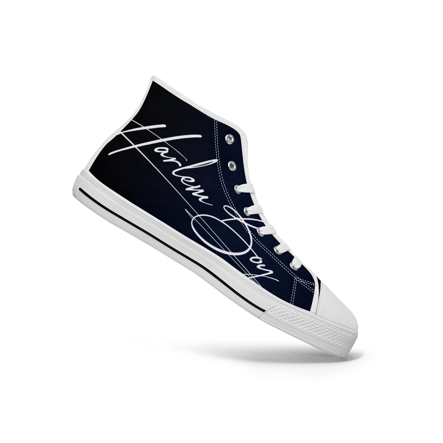 Harlem Boy "Lenox Ave" Unisex Classic High Tops - BluBlac Onyx (Black or White Sole)