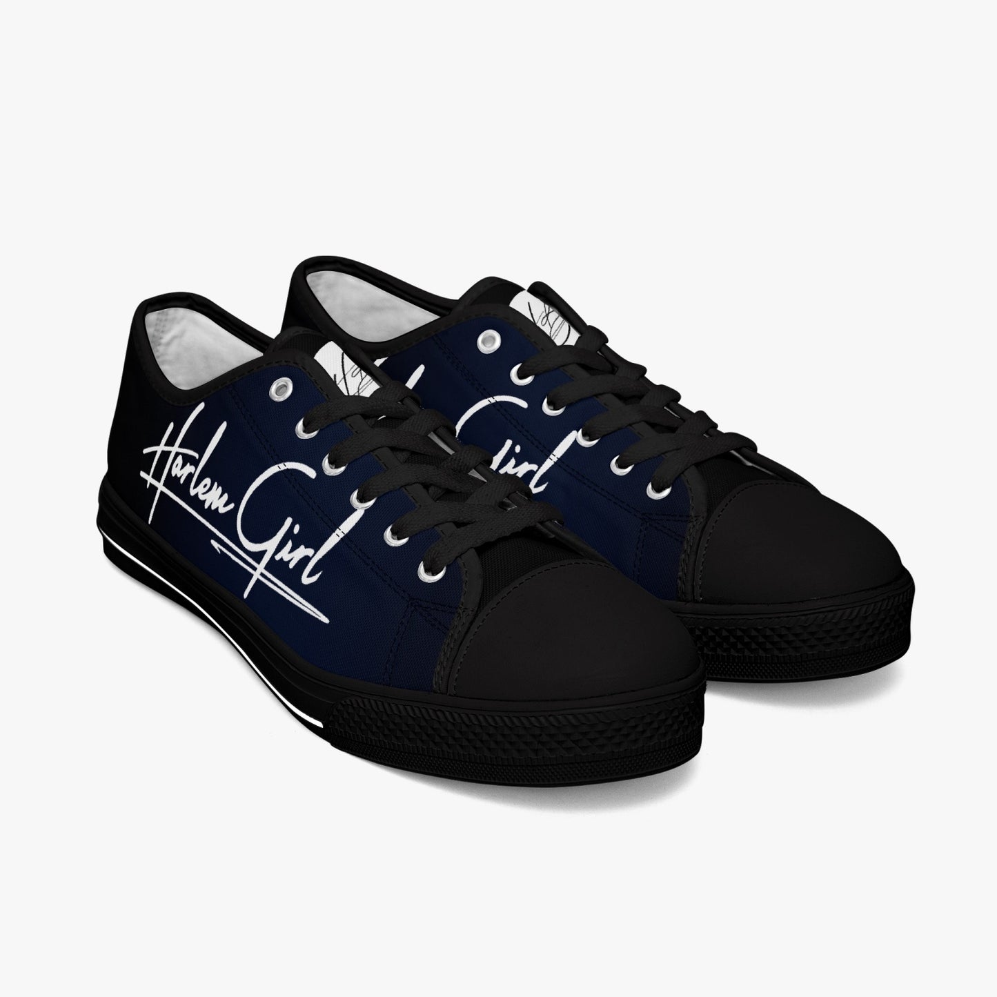 HB Harlem Girl "Lenox Ave" Classic Low Tops - BluBlac Onyx- Women (Black or White Sole)