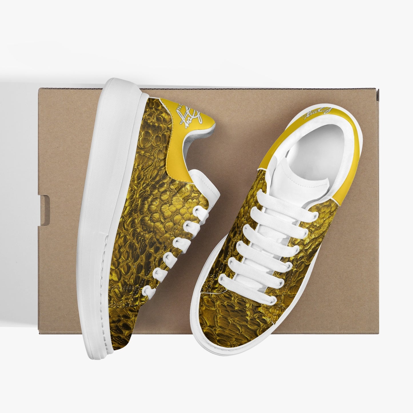 Harlem Boy Sankofa - Crocodile Print - Gold - Mens