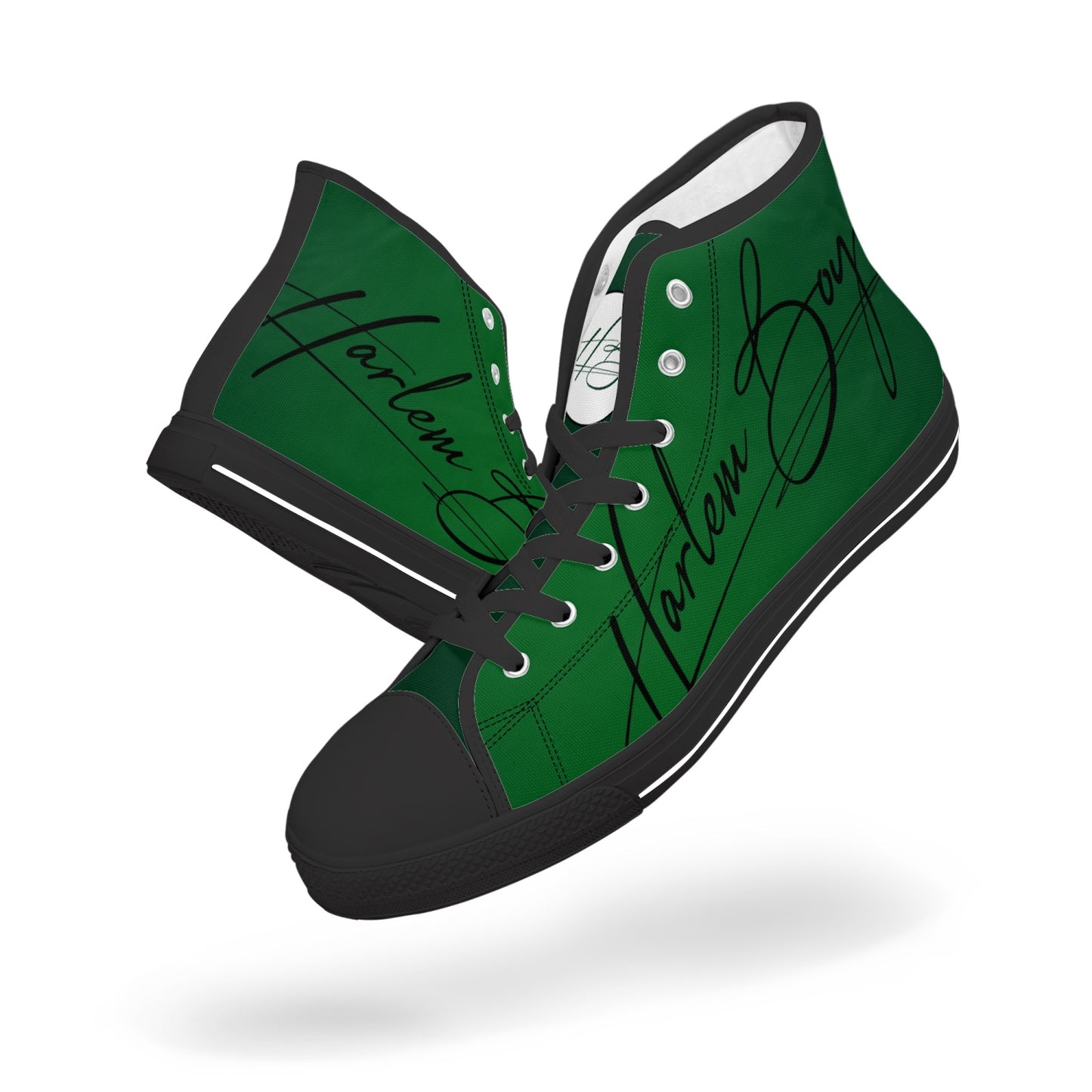 Harlem Boy "Lenox Ave" Unisex Classic High Tops - Emerald (Black or White Sole)