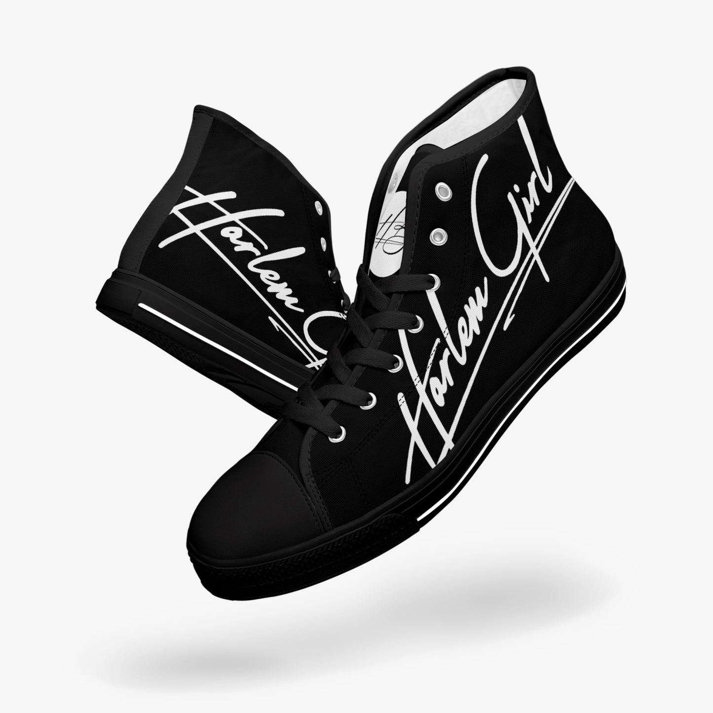 HB Harlem Girl "Lenox Ave" Classic High Top - Onyx - Women (Black or White Soles)