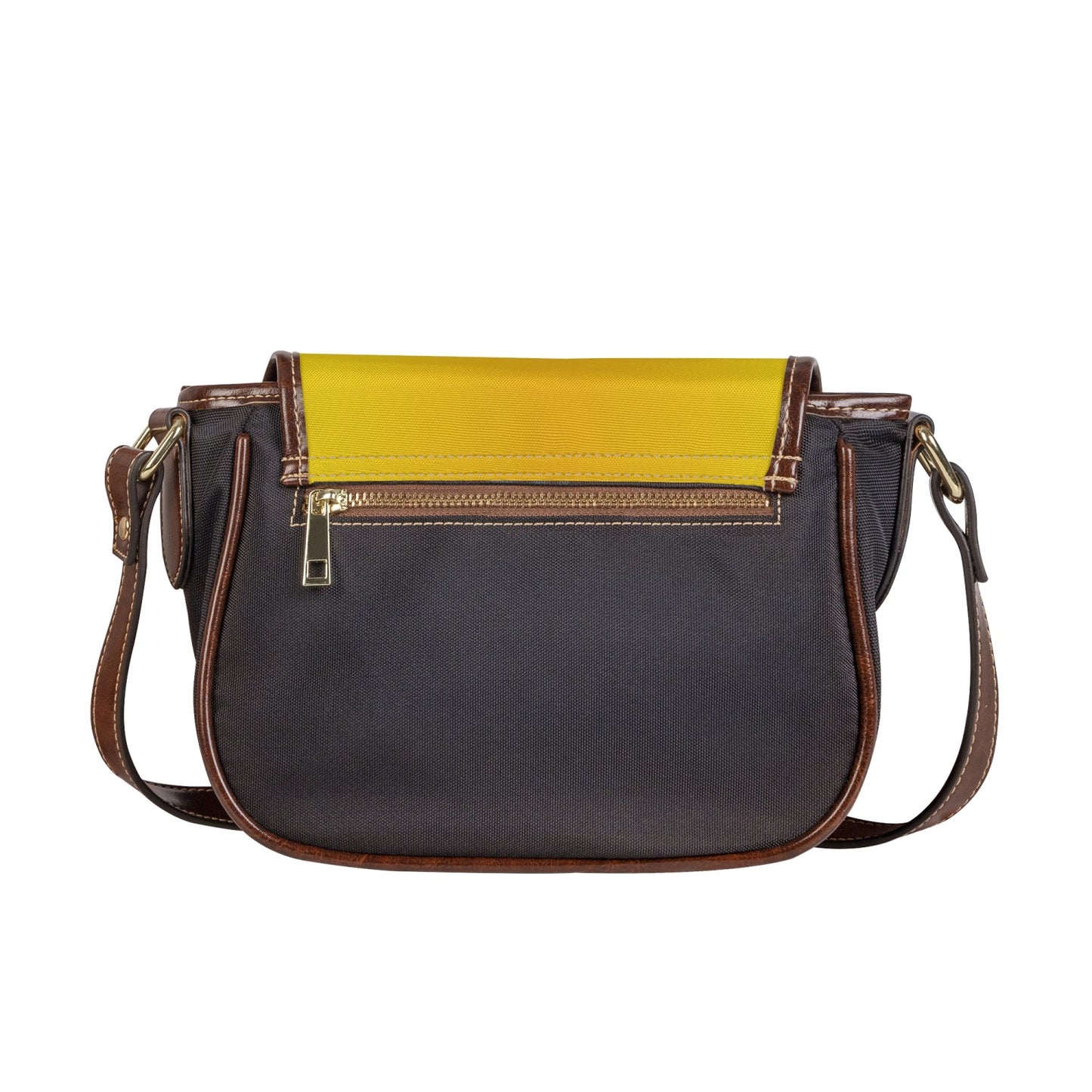 HB Vegan Leather Flap Saddle Bag - Gold