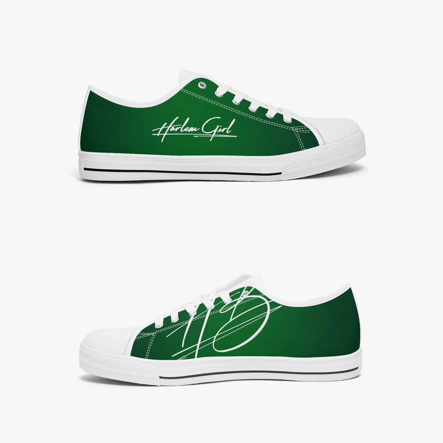 Harlem Girl "Coolee High" Womens Low-Top Canvas Sneaks - Emerald
