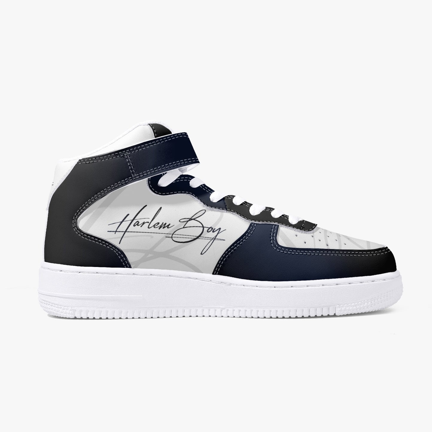 Harlem Boy "Strapped" Leather Hi Top Kicks - BluBlac Onyx