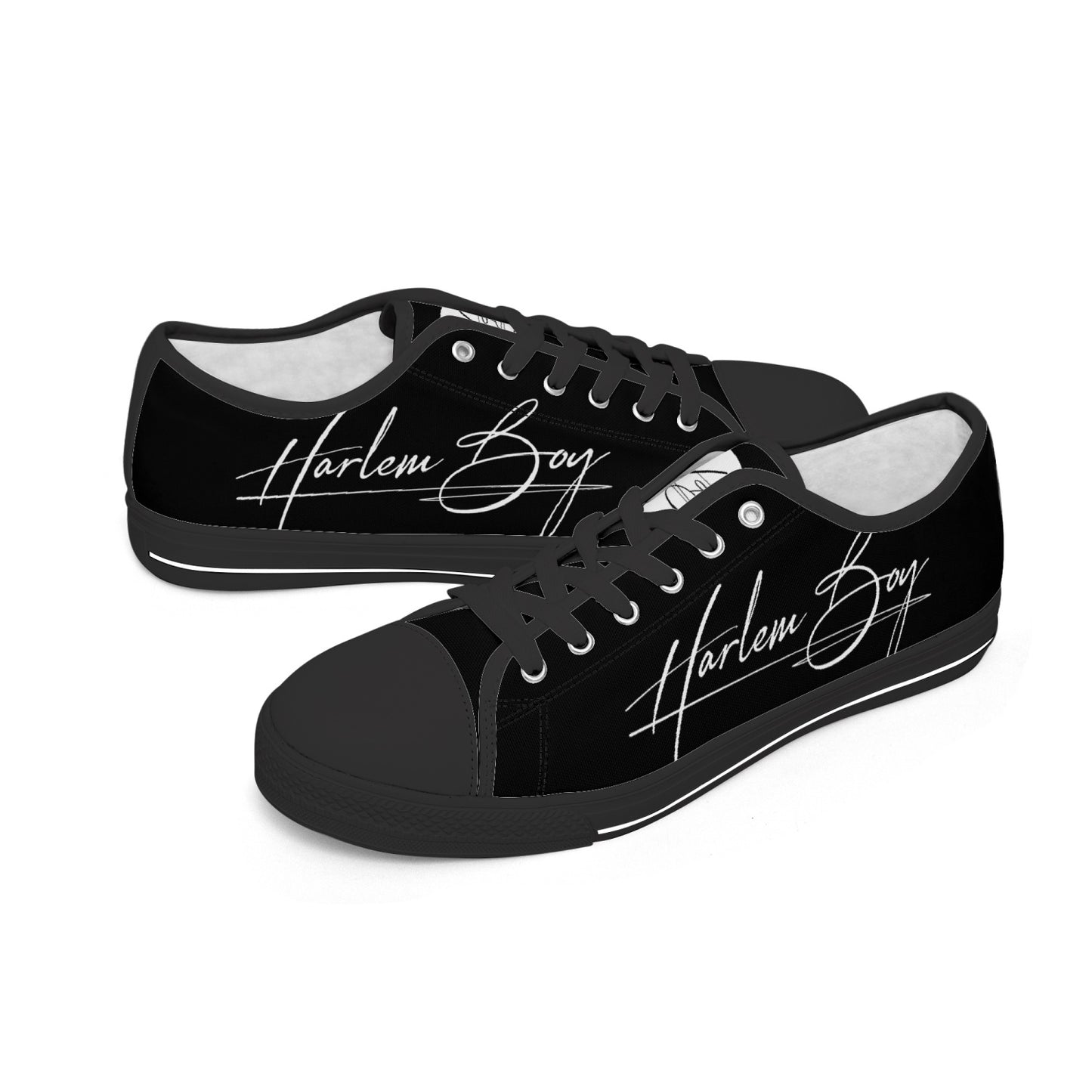 Harlem Boy "Lenox Ave" Unisex Classic Low Tops - Onyx (Black or White Sole)