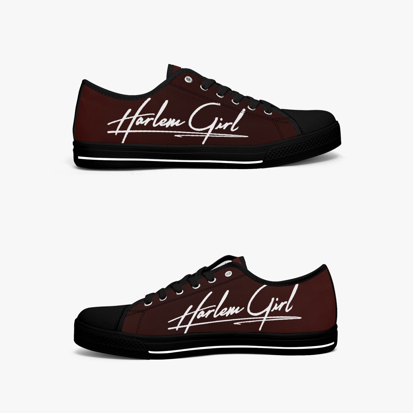 HB Harlem Girl "Lenox Ave" Classic Low Tops - Burnished Mahogany - Women (Black or White Sole)