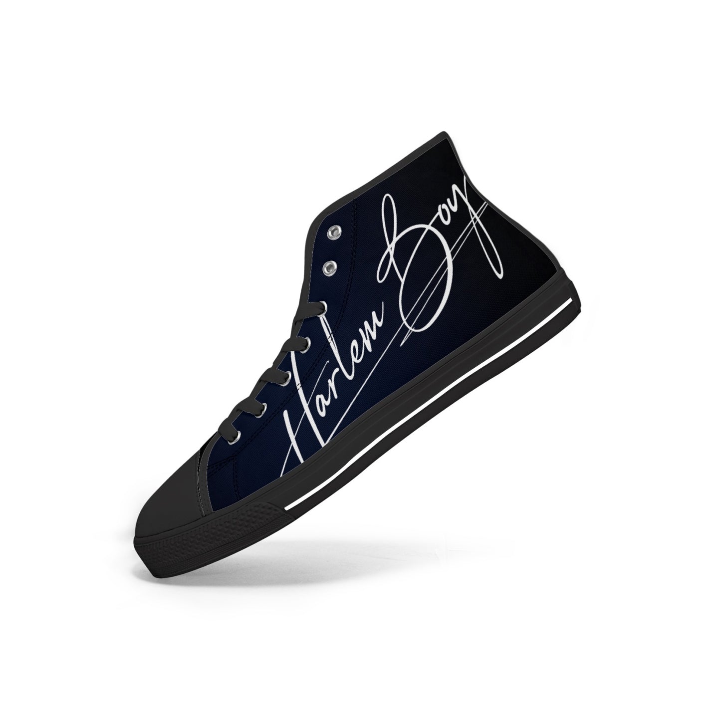 Harlem Boy "Lenox Ave" Unisex Classic High Tops - BluBlac Onyx (Black or White Sole)