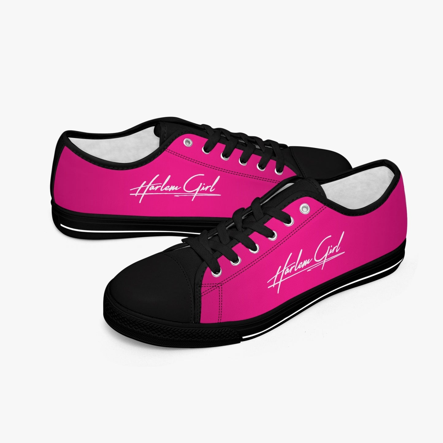 Harlem Girl "Coolee High" Womens Low-Top Canvas Sneaks - Fuchsia