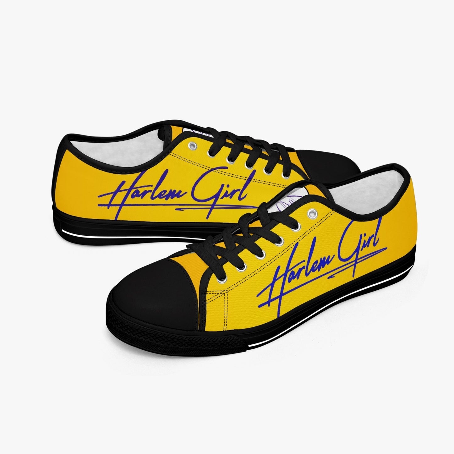 HB Harlem Girl "Lenox Ave" Classic Low Tops - Blue n Gold - Women (Black or White Sole)