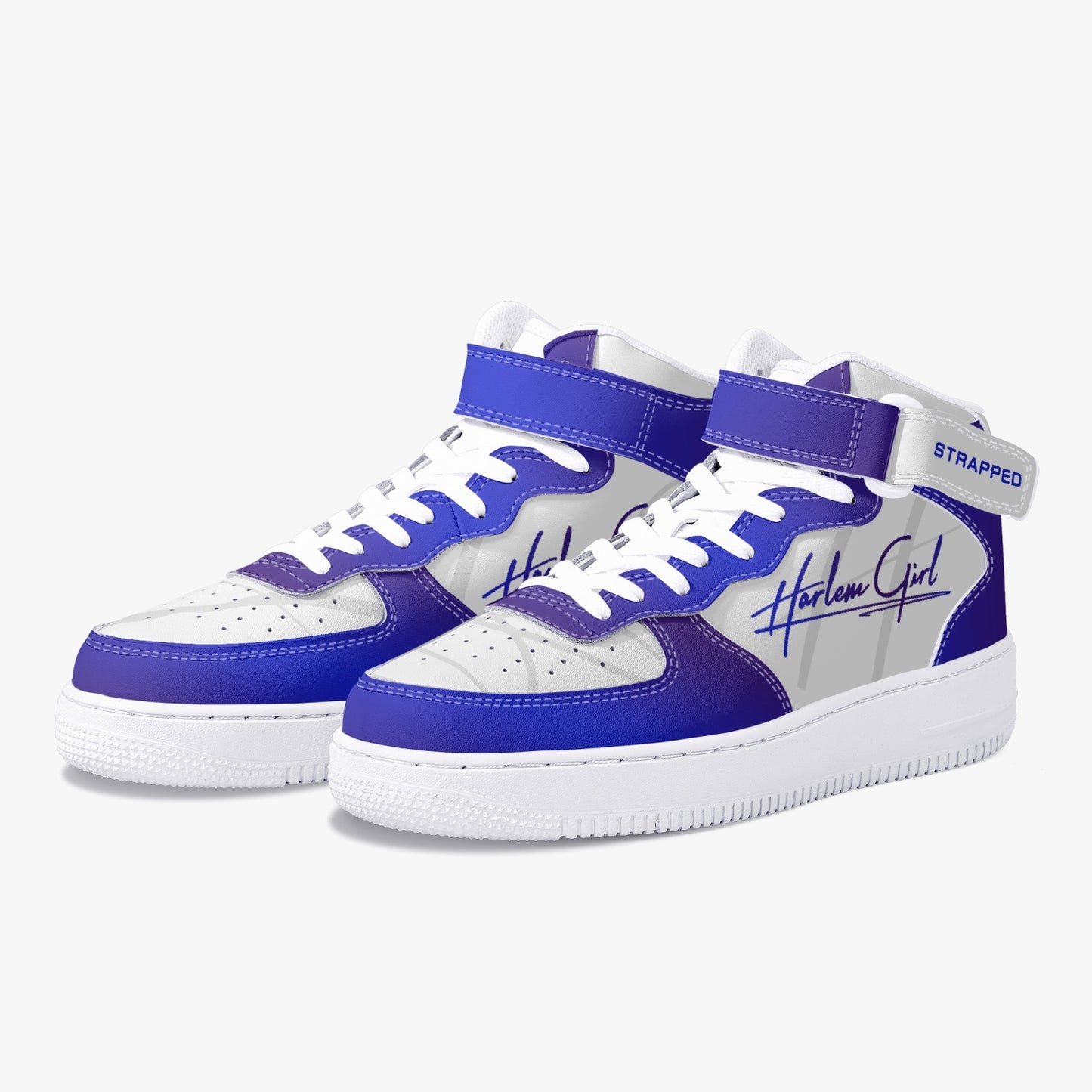 HB Harlem Girl "Strapped" Women's Leather Hi Top Kicks - Sapphire