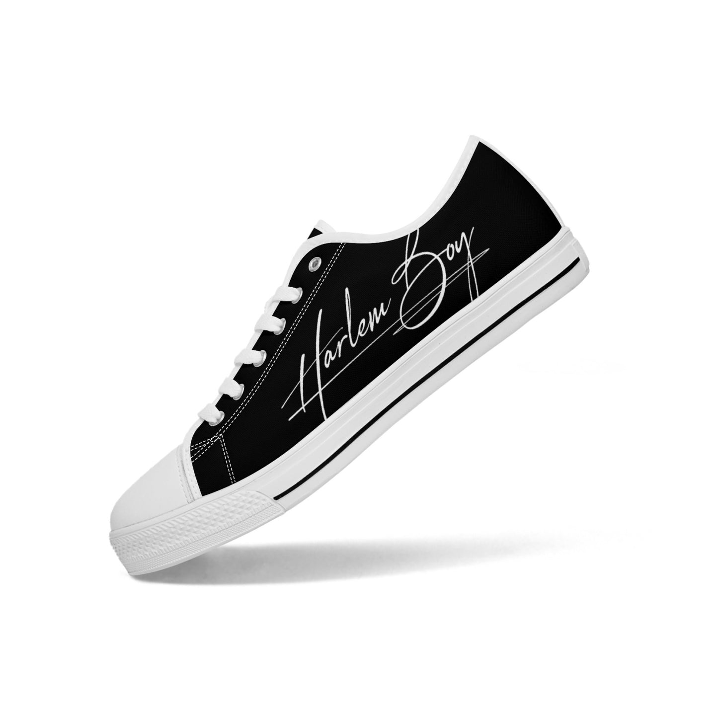 Harlem Boy "Lenox Ave" Unisex Classic Low Tops - Onyx (Black or White Sole)