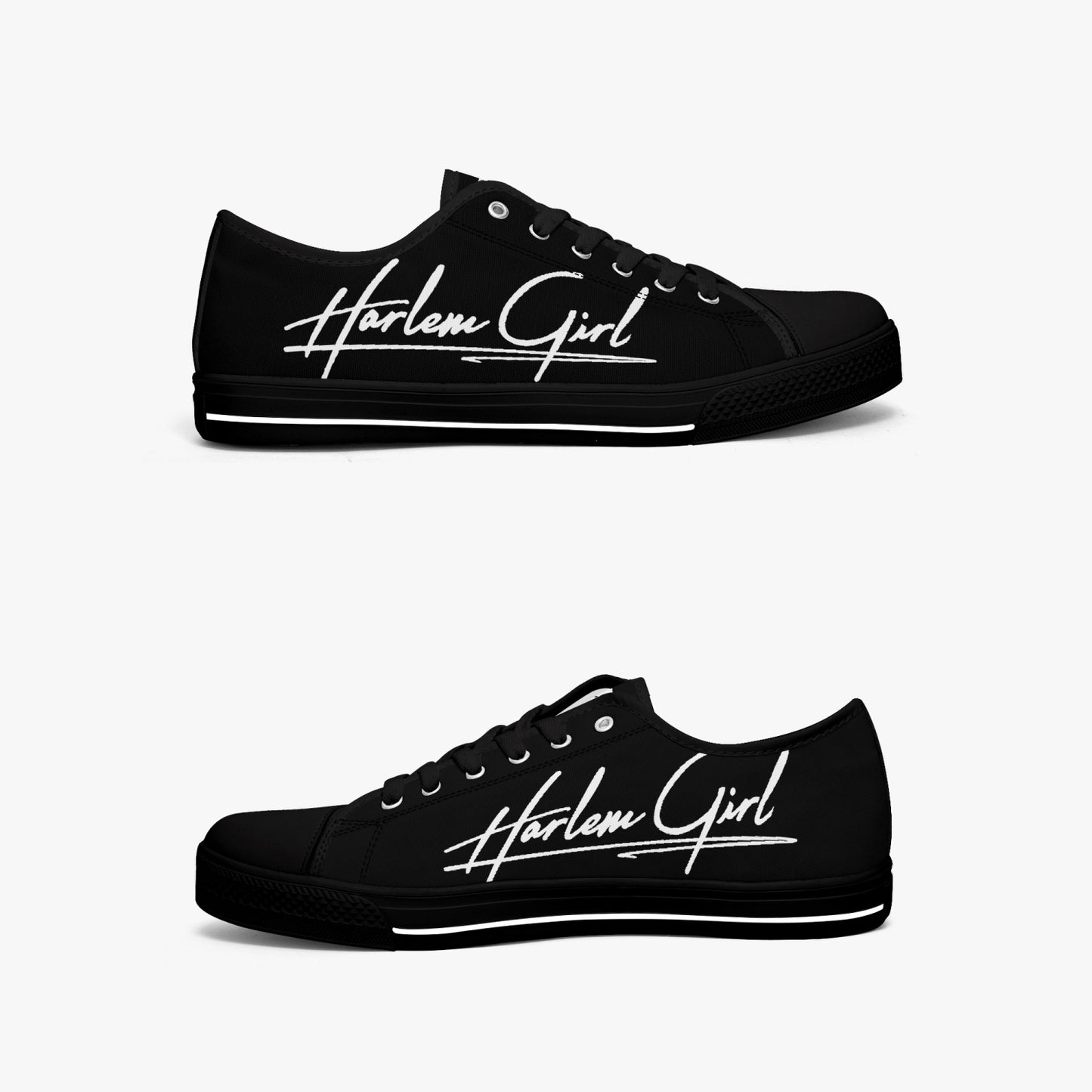 HB Harlem Girl "Lenox Ave" Classic Low Tops - Onyx - Women (Black or White Sole)