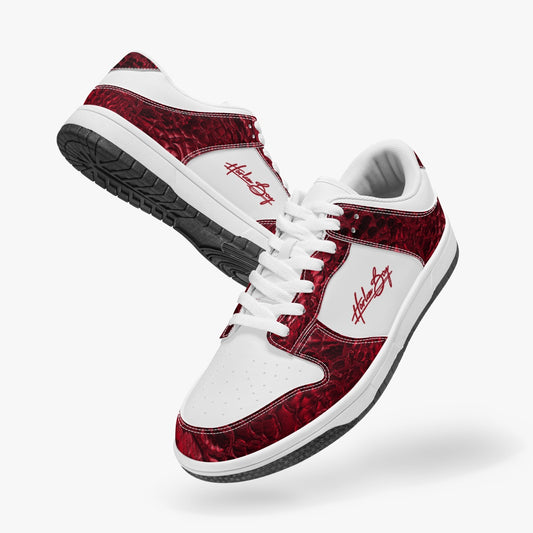Harlem Boy Collection - Dunks - Low Top Men - Crocodile Print Ruby