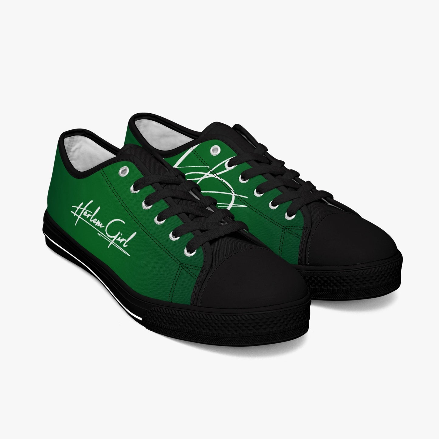 Harlem Girl "Coolee High" Womens Low-Top Canvas Sneaks - Emerald