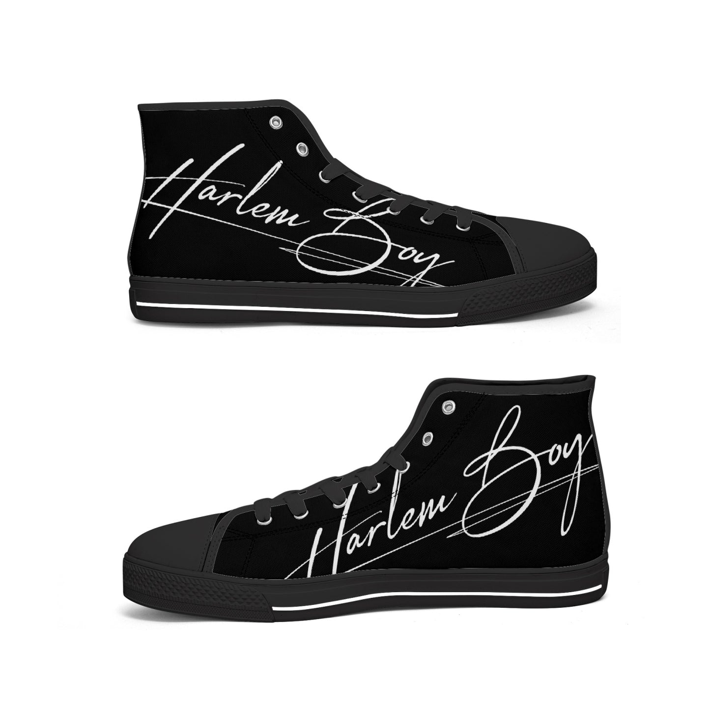 Harlem Boy "Lenox Ave" Unisex Classic High Tops - Onyx (Black or White Sole)