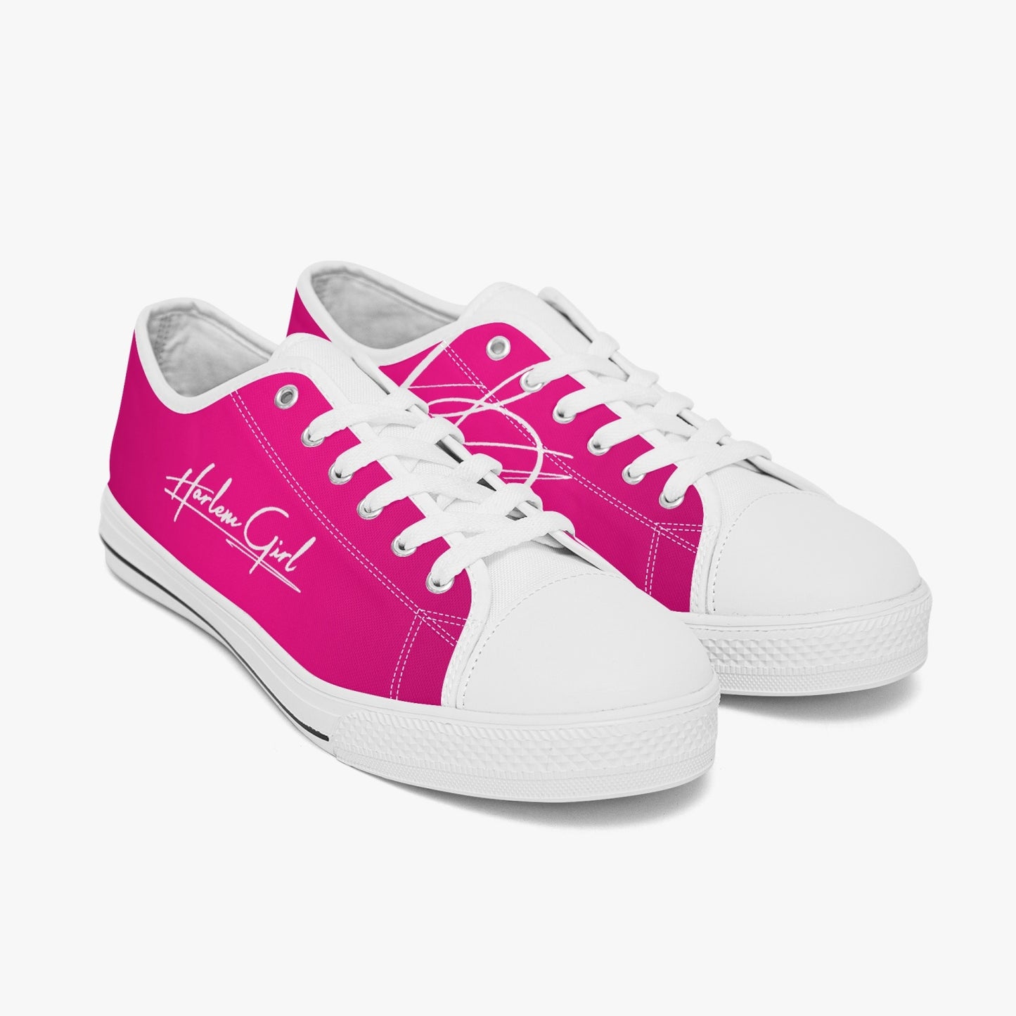 Harlem Girl "Coolee High" Womens Low-Top Canvas Sneaks - Fuchsia