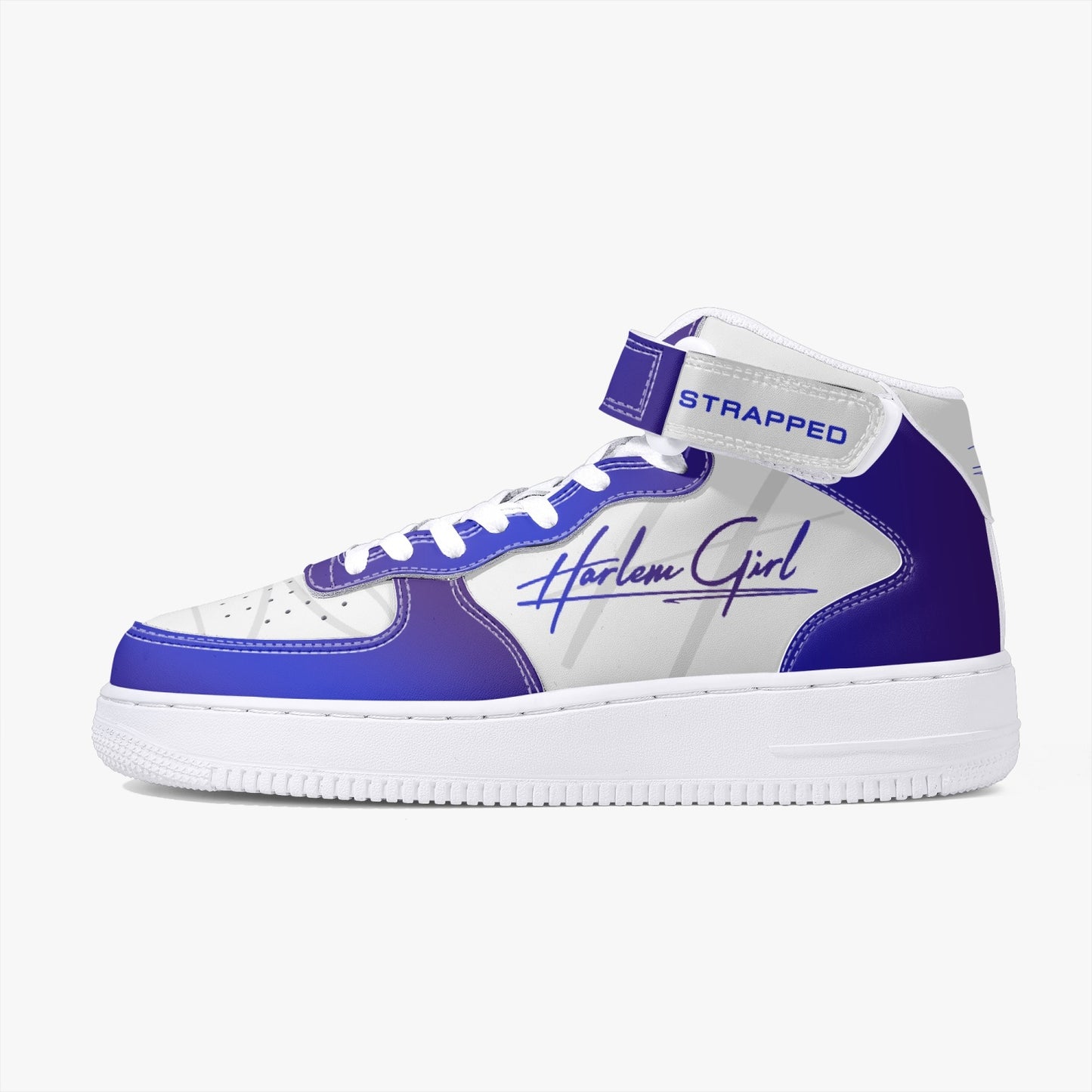 HB Harlem Girl "Strapped" Women's Leather Hi Top Kicks - Sapphire