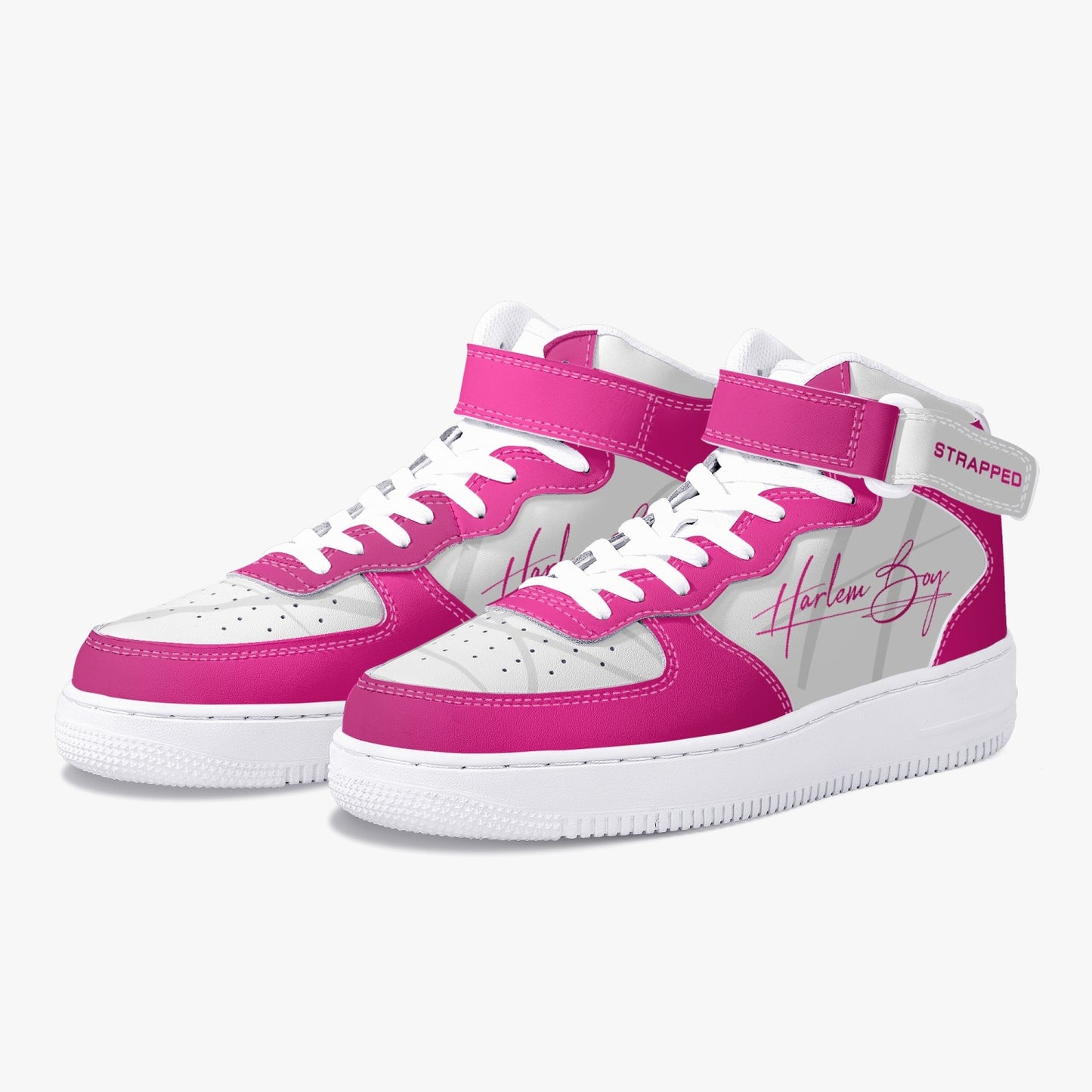 Harlem Boy "Strapped" Leather Hi Top Kicks - Fuchsia