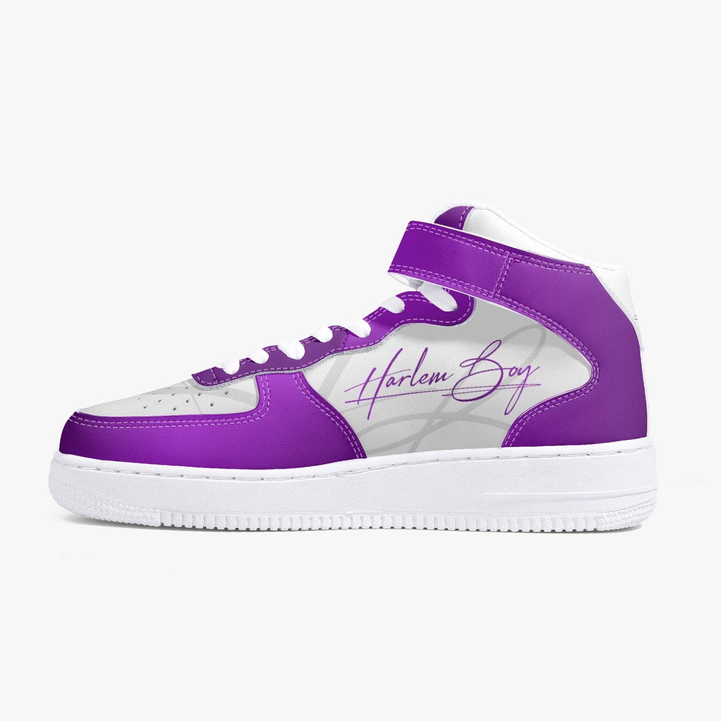 Harlem Boy "Strapped" Leather Hi Top Kicks - Royal Amethyst