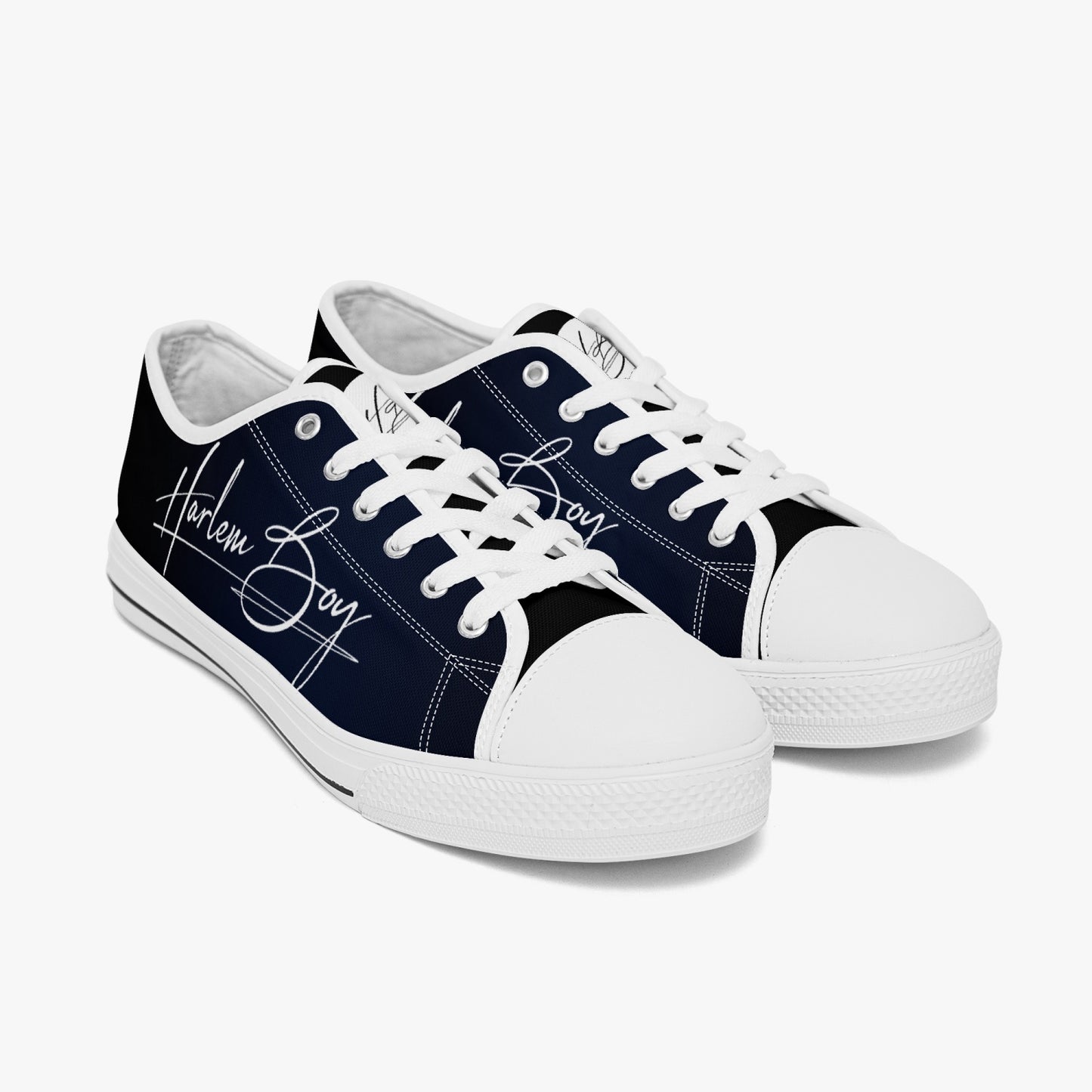 HB Harlem Boy "Lenox Ave" Classic Low Tops - BluBlac Onyx - Men (Black or White Sole)