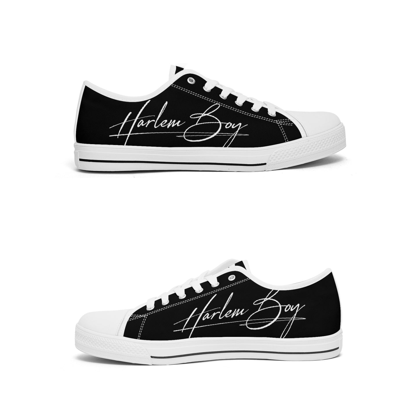 Harlem Boy "Lenox Ave" Unisex Classic Low Tops - Onyx (Black or White Sole)