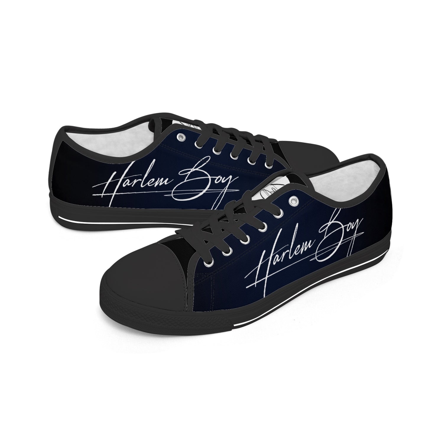 Harlem Boy "Lenox Ave" Unisex Classic Low Tops - BluBlac Onyx (Black or White Sole)