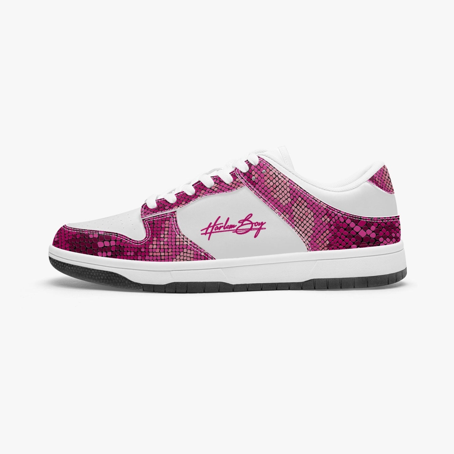 Harlem Boy Collection - Dunks - Low Top Men - Snakeskin Print Pink Fuchsia Red